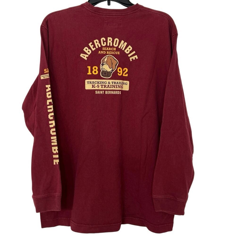 Y2k Abercrombie & Fitch Maroon Long Sleeve Graphic Tee XL “K-9 Training”